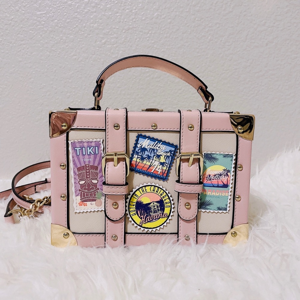 Aldo Pink Crossbody Bag with Travel Patches